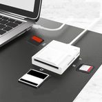 Coverzone Tip C Kart Okuyucu 50cm Kablo Uzunluğu Type-C Kablolu Çoklu Kart Okuyucu Card Reader CF Compact Flash, SD kart, micro SD TF Card Memory Stick USB C Card Reader (ZR780 - Type-C Kablo)