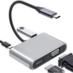 Coverzone Type-C Hdmi Vga Usb 3.0 Type 4in1 Video Dönüştürücü Veri Aktarıcı Usb Adaptör Notebook ve Macbook ile Uyumlu Gri TC-26