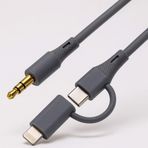 Coverzone Type-C + Lightning to 3.5mm Kablosu – 100cm Silikon Malzeme, Araba Ses Sistemi, Kulaklık ve Ev Ses Ekipmanları ile Uyumlu, Dayanıklı ve Esnek Audio Kablo, 1 Metre | SX-151