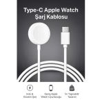 Coverzone Type-C Şarj Kablosu Apple Watch Serisi İçin Uyumlu A Kalite Taşınabilir Manyetik 1 Metre