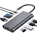 Coverzone Type-C To Hdmi Adaptör 11 In 1 Dört Usb 3.0 Bağlantı Noktası 4K Hdmi Vga Type C Pd Usb3.0 Rj45 Ethernet Sd Tf Kart Okuyucu 3.5Mm Aux Macbook Air Uyumlu