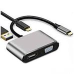 CoverZone Type- C To Hub Pd HDMI+VGA+USB Dönüştürücü Adapter 4 In 1