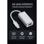 Coverzone Type-C to Mini DisplayPort Adaptör - 4K UHD 60Hz, Tak Çalıştır, Laptop Tablet Monitör Uyumlu
