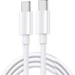 Coverzone Type-C to Type-C 60W iPhone 15 Uyumlu Data ve şarj Kablo 1 Metre Uzunluk Beyaz Renk USB C to USB C Kablo