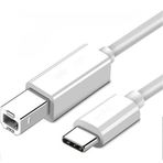 Coverzone Type-c Usb B Printer Kablosu 2 Metre Beyaz Type-c Yazıcı Kablosu