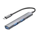 Coverzone USB-C 4 in 1 Hub Çoklayıcı Adaptör USB 3.0 5Gbps Hızlı Veri Aktarımı 3 Port USB-A + USB-C Girişli Alüminyum Gövde Plug & Play MacOS Windows Uyumlu Type-C Çoğaltıcı | EF