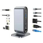 Coverzone USB C to HDTV + VGA + 7 Ports HUB + SD/TF Readcarder SB C Hub Dizüstü Bilgisayar Bağlantı İstasyonu, VGA ile 12'si 1 Arada Dock, HDMI 4K, 100Mbps Ethernet, 3 x USB-A 3.0 ve 100W USB- ZR773