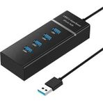 Coverzone Usb Çoklayıcı 4in1 USB 3.0 4 Port Çoğaltıcı HUB 5Gpbs Hızlı Aktarım 30cm Kablo PC Bilgisayar Switch Splitter - Siyah Renk (4 Port Hub - Siyah)