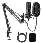 Coverzone USB Condenser Masaüstü Mikrofon Seti – Kardioid Yönlü, 16bit/48kHz Profesyonel Kayıt, LED Kontrollü, Shock Mount ve Stand Dahil – Streaming, Podcast, Oyun ve Vokal İçin | Q10-Q10B