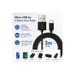 Coverzone USB to Micro USB 3m Şarj Kablosu High Speed Charging Data Sync Uzun Mesafe Kablo | ZR927