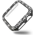 Coverzone Uyumlu Watch 5 42mm Ile Uyumlu Sert Çerçeve Diamond Kapak Watch 5 42mm Koruyucu Kılıf Siyah