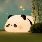 Coverzone Uyuşuk Yumuşak Silikon Panda Mini Gece Lambası Dekoratif Işık Derecesi Ayarlanabilir Yatak Odası Lambası Kitap Okuma Lambası Çocuk Odası (Uyuşuk Panda - YH301)