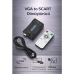 Coverzone Vga To Scart Dönüştürücü Scaler Kutusu Pc Laptop Tv Aktarma 3.5Mm Ses Kumandalı | Zr1123