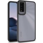 Coverzone Vivo Y20 Ile Uyumlu Kılıf Kontrast Renk Tasarımlı Cynosure Kapak Siyah
