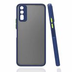 Coverzone Vivo Y20 İle Uyumlu Kılıf Lastik Desen Kenar Kamera Korumalı Parmak izi yapmayan tozdan ve kirden koruyan Vivo Y20 İle Uyumlu Kılıf Arkası Şeffaf Halx Lacivert
