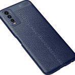 Coverzone Vivo Y20 Uyumlu Kılıf Niss Silikon Deri Görünümlü Lacivert