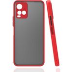 Coverzone Vivo Y21s Ile Uyumlu Kılıf Lastik Desen Kenar Kamera Korumalı Arkası Şeffaf Halx Kırmızı
