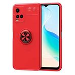 Coverzone Vivo Y21S İle Uyumlu Kılıf Ravel Yüzük Tutuculu Standlı Silikon Kırmızı