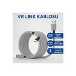Coverzone VR Link Kablosu EX-1 - Oculus Quest Uyumlu, 5m, USB-C, Yüksek Hızlı, PC Bağlantı, VR Oyun İçin