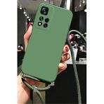 Coverzone Xiaomi Mi 13 Ultra ile Uyumlu İpli Boyun Askılı Silikon Kılıf Kadife İç Yapılı Dulcet Epiphany boyun çapraz asılabilen İpli Kılıf Yeşil