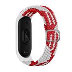 CoverZone Xiaomi Mi Band 5 Uyumlu Mixed Hasır Örme Kırmızı Beyaz Kayış Kordon