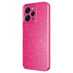 Coverzone Xiaomi Redmi 12 ile uyumlu Z-Jelly Kılıf Kamera Korumalı Simli Işılıtılı Renkli Parlak Silikon Kapak-Koyu pembe
