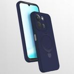 Coverzone Xiaomi Redmi 15 ile uyumlu Kılıf MagSafe ile uyumlu Z-Samara Kapak Wireless Şarj Özellikli Stand Olabilen Redmi 15 kilif Lacivert