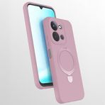 Coverzone Xiaomi Redmi 15 ile uyumlu Kılıf MagSafe ile uyumlu Z-Samara Kapak Wireless Şarj Özellikli Stand Olabilen Redmi 15 kilif Pembe