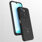 Coverzone Xiaomi Redmi 15 ile uyumlu Kılıf MagSafe ile uyumlu Z-Samara Kapak Wireless Şarj Özellikli Stand Olabilen Redmi 15 kilif Siyah