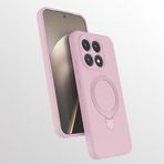 Coverzone Xiaomi Redmi 15T ile uyumlu Kılıf MagSafe ile uyumlu Z-Samara Kapak Wireless Şarj Özellikli Stand Olabilen Redmi 15T kilif Pembe