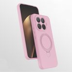 Coverzone Xiaomi Redmi 15T Pro ile uyumlu Kılıf MagSafe ile uyumlu Z-Samara Kapak Wireless Şarj Özellikli Stand Olabilen Redmi 15T Pro kilif Pembe