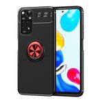 Coverzone Xiaomi Redmi Note 11 İle Uyumlu Kılıf Ravel Yüzük Tutma Aparatı Takılı Stand Olabilen Silikon Siyah-Kırmızı