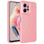 Coverzone Xiaomi Redmi Note 12 4G ile uyumlu Z-Jelly Kılıf Kamera Korumalı Simli Işılıtılı Renkli Parlak Silikon Kapak-Açık Pembe