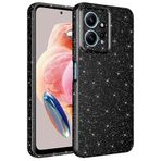 Coverzone Xiaomi Redmi Note 12 4G ile uyumlu Z-Jelly Kılıf Kamera Korumalı Simli Işılıtılı Renkli Parlak Silikon Kapak-Siyah