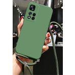 Coverzone Xiaomi Redmi Note 12S ile Uyumlu İpli Boyun Askılı Silikon Kılıf Kadife İç Yapılı Dulcet Epiphany boyun çapraz asılabilen İpli Kılıf Yeşil