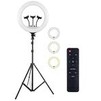 Coverzone Youtuber Selfie LED Işıklı HQ-18 Halka 18 inch Selfie/Yayıncı/Makyaj Işığı 210 cm Tripod 3 Telefon Tutuculu Kumandalı 3 Farklı Ayarlanabilir Işık Çift Usb Girişli