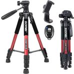 coverzone Zomei Q111 Kamera Tripodu Cep Telefonu Tutuculu + Uzaktan Kumanda, Alüminyum Alaşım Hafif Kamera Ayaklı Tripod 3 Yönlü Döner Başlık Hızlı Değiştirme Plakası ve Çanta 47 – 140 cm Kırmızı Renk