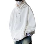 Covisoty Erkek Kapüşonlu Kazak Japon Harajuku Sokak Giyimi Kazak Hip Hop Kapüşonlu Sweatshirt, Beyaz, XS