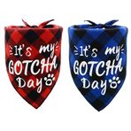 Covoroza 2'li Paket It's My Gotcha Day Baskılı Köpek Doğum Günü Bandanası, Erkek ve Kız Çocuklar için Atkı Önlük Aksesuarları, Evcil Hayvan Doğum Günü Hediyesi, Kırmızı ve Mavi