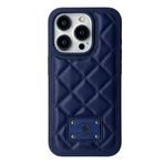 Covpor Kılıf Ogden Baklava Desenli Dikişli Pu Deri Kapak Lacivert Iphone 15 Pro ile uyumlu