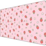 COW Kawaii Mousepad Sevimli Çilek, Pembe Oyun Masa Örtüsü, Anime Estetik Masa Mat, Çilek Pastel Şeftali Yoğurt Kawaii Masa Altlığı, Sevimli Büyük Mouse Pad Mouse Pad Mouse Mat