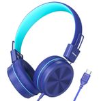 Cowyawn Okul için USB Tip C Çocuk Kulaklığı, 94dB Hacim Sınırlı, Usb C Kablolu Çocuk Kulaklıkları, HD Stereo Ses, Katlanabilir Hafif Kulak Üstü Kablolu Kulaklıklar, Çocuklar/Çocuklar/Gençler/Erkekler
