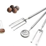 COZERI 6 adet çikolata çatalı seti, paslanmaz çelik pralin çatal bıçak takımı, el yapımı çikolata, trüf, çikolata, pralin aksesuarı, ızgaralı, fondü ve kendin yap tatlılar için mükemmel (3)