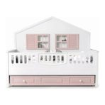 Cozibo Linda Mia Montessori Yavrulu Karyola Bebek Montessori 90X190 cm - Pembe - Beyaz - 100 x 100 cm