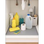 Cozley Su Geçirmez Silikon Lavabo Altı Matı (60x40 cm) - Mutfak ve Banyo Tezgah Altı Koruyucu Düzenleyici, Sızıntı Önleyici Yükseltilmiş Kenar,Havuzlu, Gri Renk