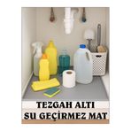 COZLEY Su Geçirmez Tezgah Altı Düzenleyici Silikon Mat Lavabo Altı Organizer Evye Altı Koruyucu 60X40 GRİ