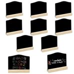 Cozlly 10 adet mini tahta seti, mini tebeşir tahtası seti, ayaklı levhalar, masa tablası, küçük ahşap tebeşir tahtası, stantlı, silinebilir mini tahta, fiyat levhaları, kafe, düğün, kutlama masası