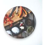 Cozy Co: Temperli Cam Daire Kesme ve Sunum Tablası, Kesme Tahtası, Kesme Tablası, Sunumluk, CKT009 - 35 x 35 cm