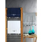 Cozy Home Nakışlı Fit Havlu Seti 3 Adet 50x90 Lacivert-Beyaz-Gri