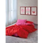 Cozy Home Popping Colors Tek Kişilik Lastikli Çarşaflı Nevresim Takımı Sage Kırmızı-Fuşya